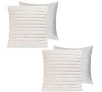 OHS Faux Fur White Cushions With Covers - Throw Pillow Inserts, Sofa Seat Pads, Thick Soft Comfy Living Room Cushion, Pack of 2