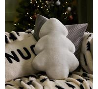 OHS Faux Fur Winter Tree Christmas Cushions, Xmas Decorations Throw Pillow Soft Comfy Back Support Pillow Cute Room Decor Christmas Throw Novelty Cushions for Sofa, White - 45 x 30 x 9cm