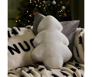 OHS Faux Fur Winter Tree Christmas Cushions, Xmas Decorations Throw Pillow Soft Comfy Back Support Pillow Cute Room Decor Christmas Throw Novelty Cushions for Sofa, White - 45 x 30 x 9cm