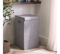 Ohs Faux Linen Laundry Basket Folding Hamper Bag With Lid