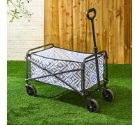 OHS Festival Trolley on Wheels, Folding Wagon Portable Camping Cart Troll Collapsible Foldable Gardening Trolleys with Handle Camping Trolley for Outdoor Picnic Shopping Fishing, Geometric Grey