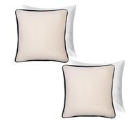 OHS Filled Cushion Covers Matte Velvet Piped Edge, Ultra Soft Velvet Classic Decorative Pillowcases 2 Pack with Invisible Zipper For Livingroom Bed Sofa, Cream-45x45cm