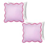 OHS Filled Cushion Covers Matte Velvet Scallop Edge, Soft Velvet Fabric Decorative Pillowcases 2 Pack with Invisible Zipper For Sofa & Bed, Pink/Lilac - 45x45cm