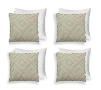OHS Filled Cushions with Covers 4 Pack, Super Soft Comfy Decorative Tufted Arch Design Throw Pillows with Hidden Zipper Cushions Pads with Covers, 45x45cm - Sage Green