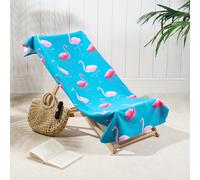 Dreamscene Beach Towel Flamingo Print, Soft Quick-Dry Lightweight Microfibre Large Beach Towel For Adults & Kids Swimming Towel Holiday Essentials, Sea Blue-71x152cm