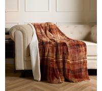 OHS Flannel Check Sherpa Fleece Soft Warm Throw in Burnt Orange | Size: 130 cm x 160 cm OHS Burnt Orange 130 cm x 160 cm