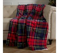 OHS Flannel Check Sherpa Fleece Soft Warm Throw in Red | Size: 130 cm x 160 cm OHS Red 130 cm x 160 cm