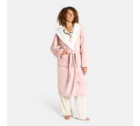 OHS Flannel Fleece Hooded Dressing Gown Sherpa Bathrobe in Baby Pink OHS Baby Pink One Size