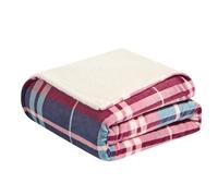 OHS Flannel Fleece Throw Blanket for Sofa, Ultra Soft Cosy Warm Winsford Check Blanket for Bed Lightweight Fluffy Tartan Double Bed Throws, Burgundy - 130 x 160cm