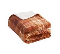 OHS Fleece Blanket Burnt Orange Throw, Super Soft Warm Super Soft Cosy Warm Winter Felix Tartan Flannel Throw Blanket for Bed Couch Reversible Sherpa Fleece Blanket Autumn Throw, Rust - 130 x 160cm