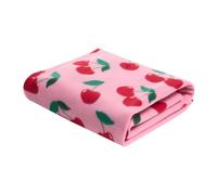 OHS Fleece Blanket Cherry Throws for Sofas Bed, Gifts for Women Soft Warm Cosy Throw Blanket Over Settee Decorative Lightweight Comfy Single Bed Throws, Pink/Red - 120 x 150cm