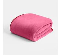 OHS Fleece Blanket for Bed, Soft Warm Cosy Fleece Throw Blanket Piped Edge Double Bed Throw Lightweight Fluffy Throws for Sofas Large, Pink/Red - 150 x 200cm