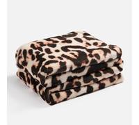 OHS Fleece Blanket Leopard Print Throw, Ultra Soft Comfy Fleece Throws Decorative Tones Easy Care Throws Over for Bed Sofa Couch Living Room, 125 x 150cm