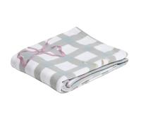 OHS Fleece Blanket Sofa Throw, Gifts for Women Soft Warm Cosy Bow Gingham Throw Blanket for Bed Settee Decorative Lightweight Comfy Single Bed Throws, White/Grey - 120 x 150cm