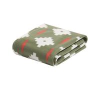 OHS Fleece Blanket Sofa Throw, Soft Warm Cosy Geometric Tile Print Throws for Sofas Bed Settee Decorative Throw Blanket Lightweight Comfy Single Bed Throws, Olive - 120 x 150cm