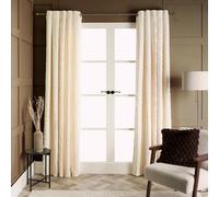OHS Fleece Cable Knit Curtains Thermal Eyelet Blackout, Cream - 66 X 90