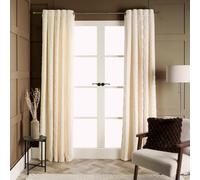 OHS Fleece Cable Knit Curtains Thermal Eyelet Blackout in Cream | Size: 168 cm width x 183 cm drop OHS Cream 168 cm width x 183 cm drop