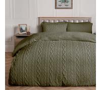 OHS Fleece Duvet Cover Set Cable Knit Warm Reversible Quilt Supersoft Warm Bedding