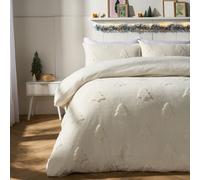 OHS Fleece Duvet Cover Winter Xmas Tree Quilt Pillowcase Bedding Set Supersoft Warm in White | Size: Double OHS White Double