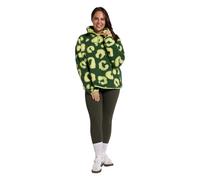OHS Fleece Jacket Women Half Zip, Abstract Leopard Print Teddy Fleece Jacket Soft Cosy Warm Winter Clothing Women's Jackets Sweatshirt Long Sleeve Ladies Jackets Top for Outdoor, Green - S/M