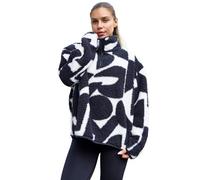 OHS Fleece Jacket Women Half Zip, Geometric Teddy Fleece Jacket Soft Cosy Warm Winter Clothing Women's Jackets Half Zip Sweatshirt Women Long Sleeve Ladies Jackets Top for Outdoor, Monochrome - L/XL