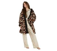 OHS Fleece Jacket Women Zip Up Oversized Hoodie Sherpa Lined, Leopard Print