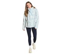 OHS Fleece Pullover Half Zip Women Teddy Fleece Jacket, Blue Flower Print
