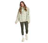OHS Fleece Pullover Half Zip Women Teddy Fleece Jacket, Sage Flower Print