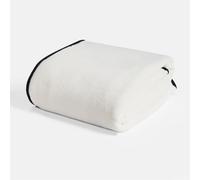 OHS Fleece Throw Blanket for Sofa, Soft Cosy Fluffy Fleece Blanket for Bed Lightweight Warm Black Piped Edge Double Bed Throw Sofa Armchairs Throws, Cream - 150 x 200cm