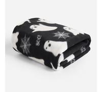 OHS Fleece Throw Blanket for Sofa, Soft Warm Halloween Blankets for Bed Fun Ghost Pattern Polar Fleece Blanket Lightweight Fluffy Sofa Throw Boys Girls Gifts, Black - 120 x 150cm