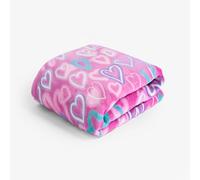 OHS Fleece Throw Blanket for Sofa, Ultra Soft Warm Stylish Glow In The Dark Hearts Kids Blanket for Bed Lightweight Cosy Single Bed Throws Girls Gift, Pink - 100 x 120cm