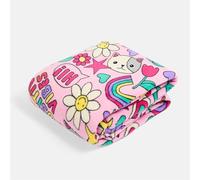 OHS Fleece Throw Blanket Sofa, Positive Vibes Print Ultra Soft Winter Warm Boys Kids Fleece Blanket for Bed Armchairs Sherpa Reversible Girls Throw, Multi - 100 x 120cm