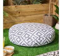 OHS Floor Cushion Grey Geometric Large Outdoor Cushions Filled, Soft Comfy Garden Cushions Waterproof Seat Pad for Living Room Patio Balcony Round Seat Cushion Indoor Outdoor Seat Pads, 60cm