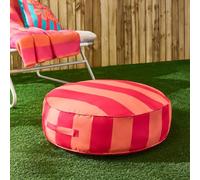 OHS Floor Cushion Stripe Large Outdoor Cushions Filled, Soft Comfy Garden Cushions Waterproof Seat Pad for Living Room Patio Balcony Round Cushion Indoor Outdoor Seat Pads, Orange/Pink - 60cm