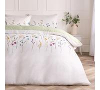 Ohs Floral Border Bedding Set Microfibre Duvet Cover With Pillowcase, Multi - Double