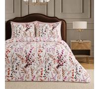 Ohs Floral Coverless 10.5 Tog Duvet Set Pillowcase Quilted Cover - Burgundy