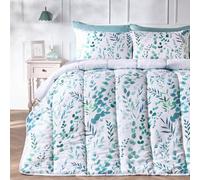 Ohs Floral Coverless 10.5 Tog Duvet Set Pillowcase Quilted Cover, Sage - King