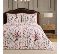 OHS Floral Coverless Duvet Double 10.5 Tog Quilt Duvet, White/Burgundy