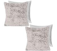 OHS Fluffy Cushions with Covers Included 45 x 45, Faux Fur Cushion Inserts Ultra Soft Sofa Seat Cushion Covers Decorative Living Room Bedroom - Set of 2, Natural