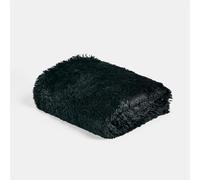 OHS Fluffy Fleece Blanket for Bed, Ultra Soft Cosy Warm Throws for Sofas Couch Luxurious Comfy Travel Bed Throw Double Size Gifts for Adults, Black - 150 x 200cm
