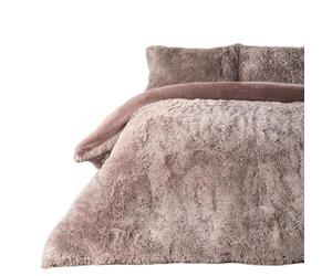 OHS Fluffy Fleece Duvet Cover King Size, Super Soft Warm Microfibre Winter Bedding Set Plain Dye Luxurious Plush Fleece King Size Duvet Cover Set with Pillowcases, Natural