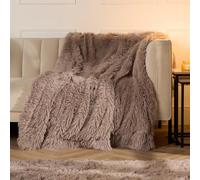 OHS Fluffy Fleece Throw Blanket, Ultra Soft Cosy Fluffy Throw Blanket For Sofa & Bed Lightweight Brownish Plush Throw Gifts For Women & Men, Natural-150x200cm