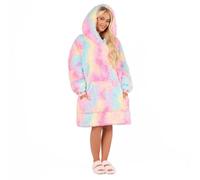 Sienna Fluffy Hoodie Blanket Women, Super Soft Oversized Sherpa Fleece Snuggle Hoodie Blanket Comfy Fluffy Hoodie Gifts for Women Men Adults, One Size Tie Dye