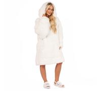 Sienna Hoodie Blanket Fluffy for Women, Oversized Wearable Sherpa Fleece Blanket Hoodie Super Soft Fluffy Hoodie Gifts for Women Men Adults, One Size White
