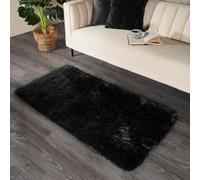 Ohs Fluffy Rug Anti-Slip Plain Shaggy Floor Mat, Black - 160 X 230Cm