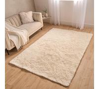 OHS Fluffy Rug Anti-Slip Plain Shaggy Floor Mat, Cream - 160 X 230Cm