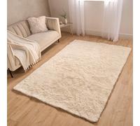 OHS Fluffy Rug Anti-Slip Plain Shaggy Floor Mat in Cream | Size: 80 cm x 150 cm OHS Cream 80 cm x 150 cm