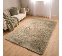 OHS Fluffy Rug Anti-Slip Plain Shaggy Floor Mat, Sage - 80 X 150Cm