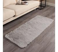 Ohs Fluffy Rug Anti-Slip Shaggy Runner Floor Mat, Silver - 60 X 150Cm