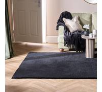 OHS Fluffy Teddy Rug Soft Floor Carpet Non Slip Area Mat in Black | Size: 120 cm x 170 cm OHS Black 120 cm x 170 cm